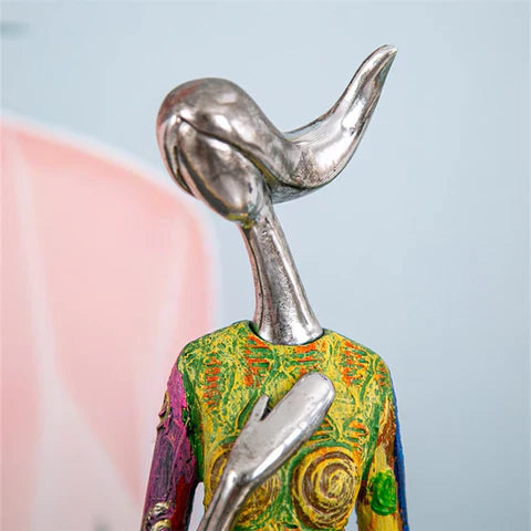 Modern Abstract Woman Sculptures – Handcrafted Colourful Resin Art for Home Decor