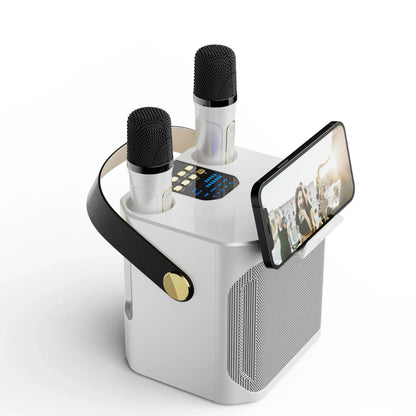 Karaoke Bluetooth Speaker – 360° Surround Wireless Subwoofer with Dual Mics