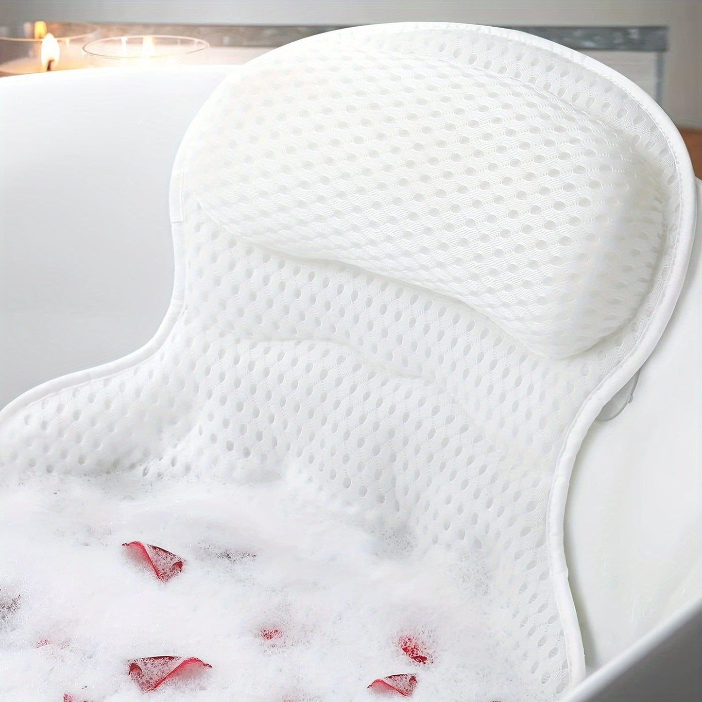 LuxieSpa 4D Luxury Bath Pillow – Breathable Neck & Back Support for Ultimate Relaxation