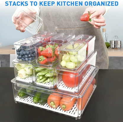 Stackable Fridge Organizer Set – 10 Clear Storage Boxes for Freshness & Kitchen Order