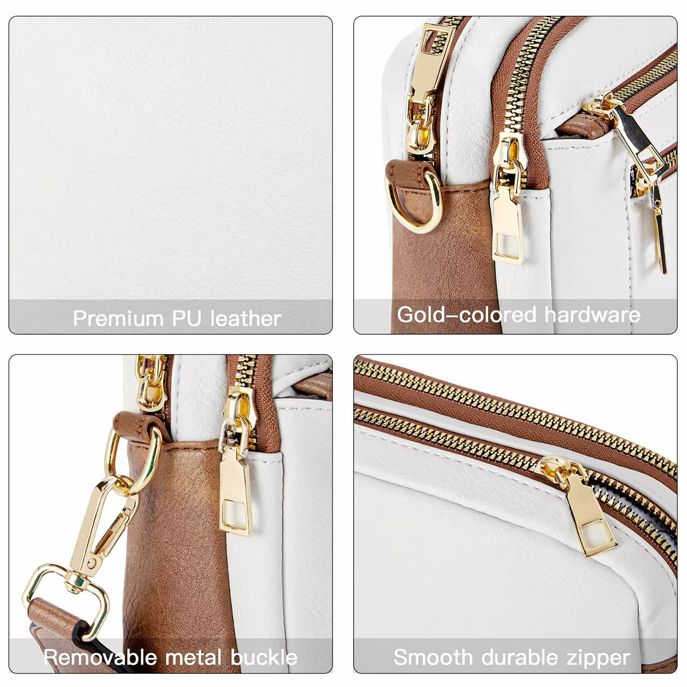 Evelien – Women’s Shoulder Bag with Adjustable Strap and Multi-Zip Compartments