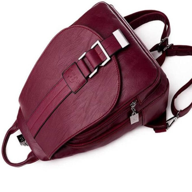 Marzen Anti-Theft Women’s Leather Backpack – Genuine Sheepskin Softback Bag with Secure Back Zipper