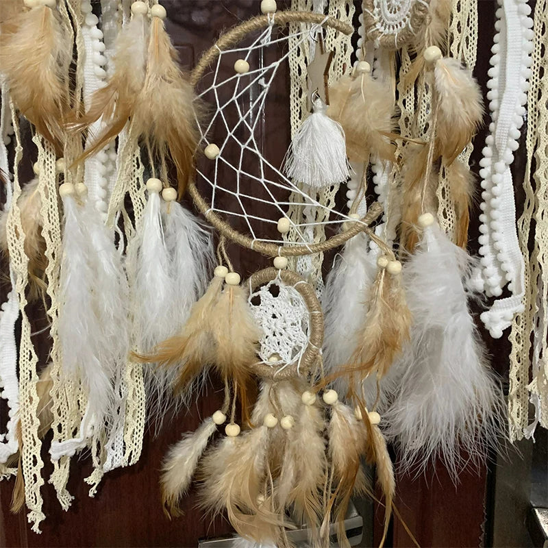Luna Boho Dreamcatcher Wall Decor Set – 5-Piece Handmade Macramé Moon Design