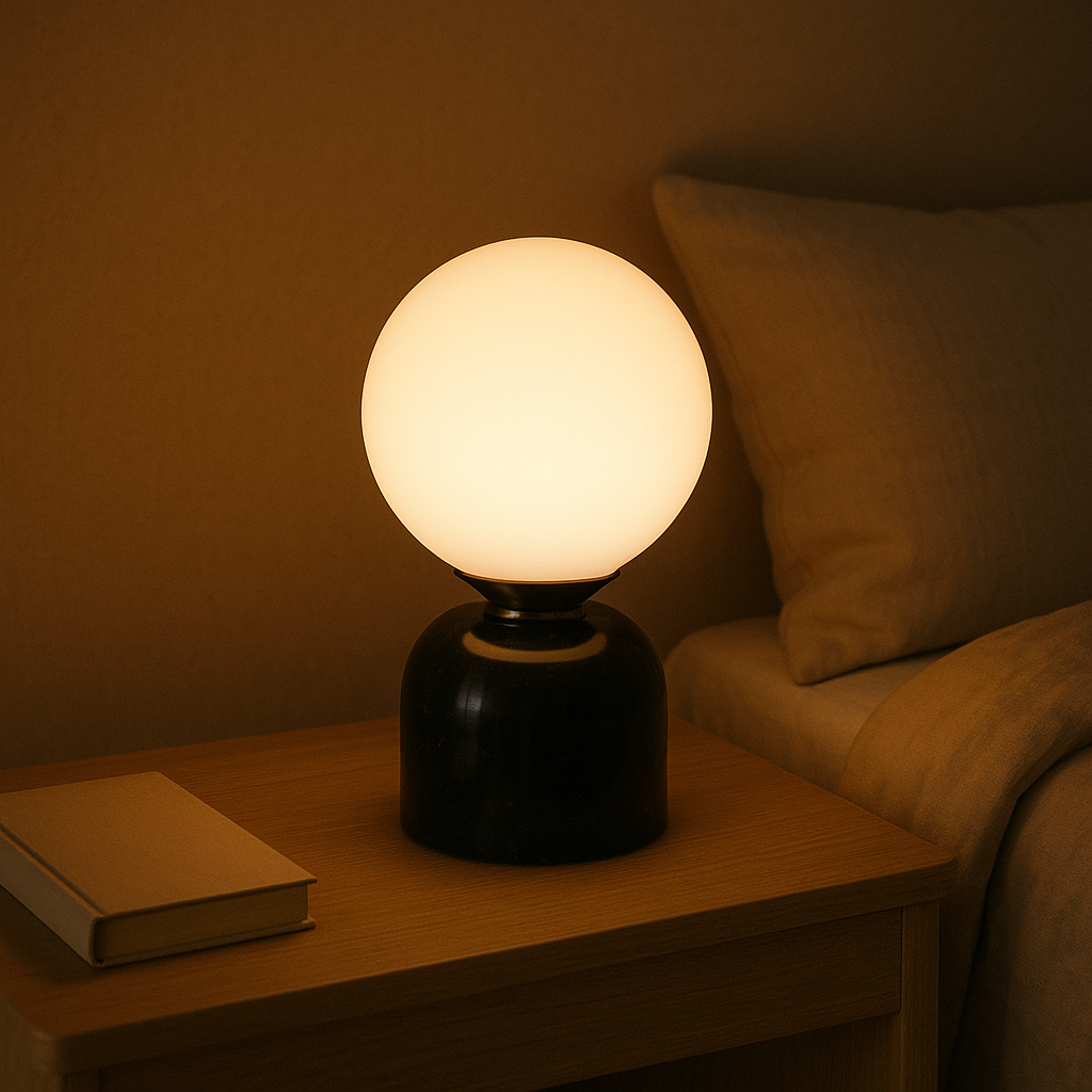 Marnor | Marble Table Lamp with Glass Shade – Scandinavian Minimalist Design