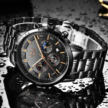 VanguardTime | Military Black Steel Watch – Sleek & Sophisticated