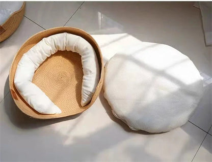 Bambora Luxury Pet Bed – Breathable Bamboo Basket for Cats & Small Dogs