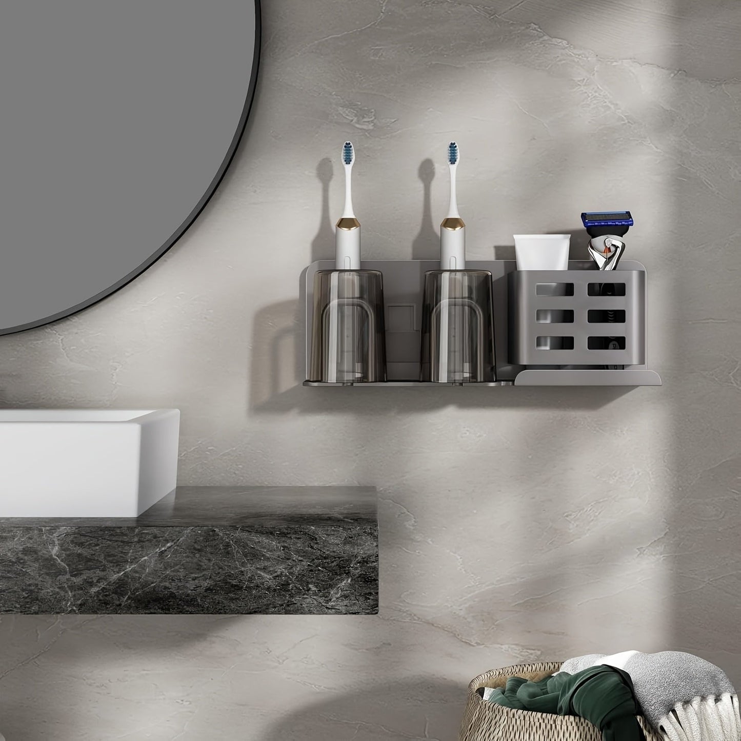 BristleHub Wall-Mounted Electric Toothbrush Holder – Aluminum Bathroom Organizer with Drainage Holes