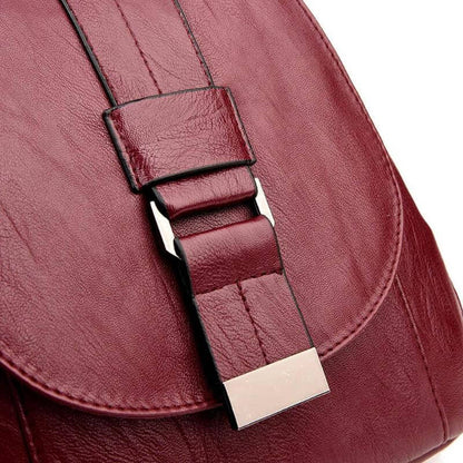 Marzen Anti-Theft Women’s Leather Backpack – Genuine Sheepskin Softback Bag with Secure Back Zipper