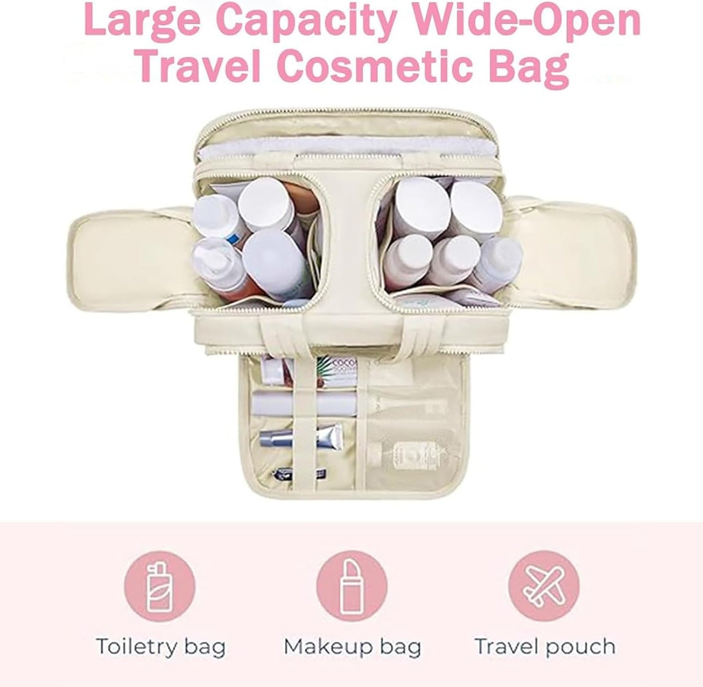 4-in-1 Puffy Toiletry Bag for Women – Large Travel Makeup & Skincare Organizer