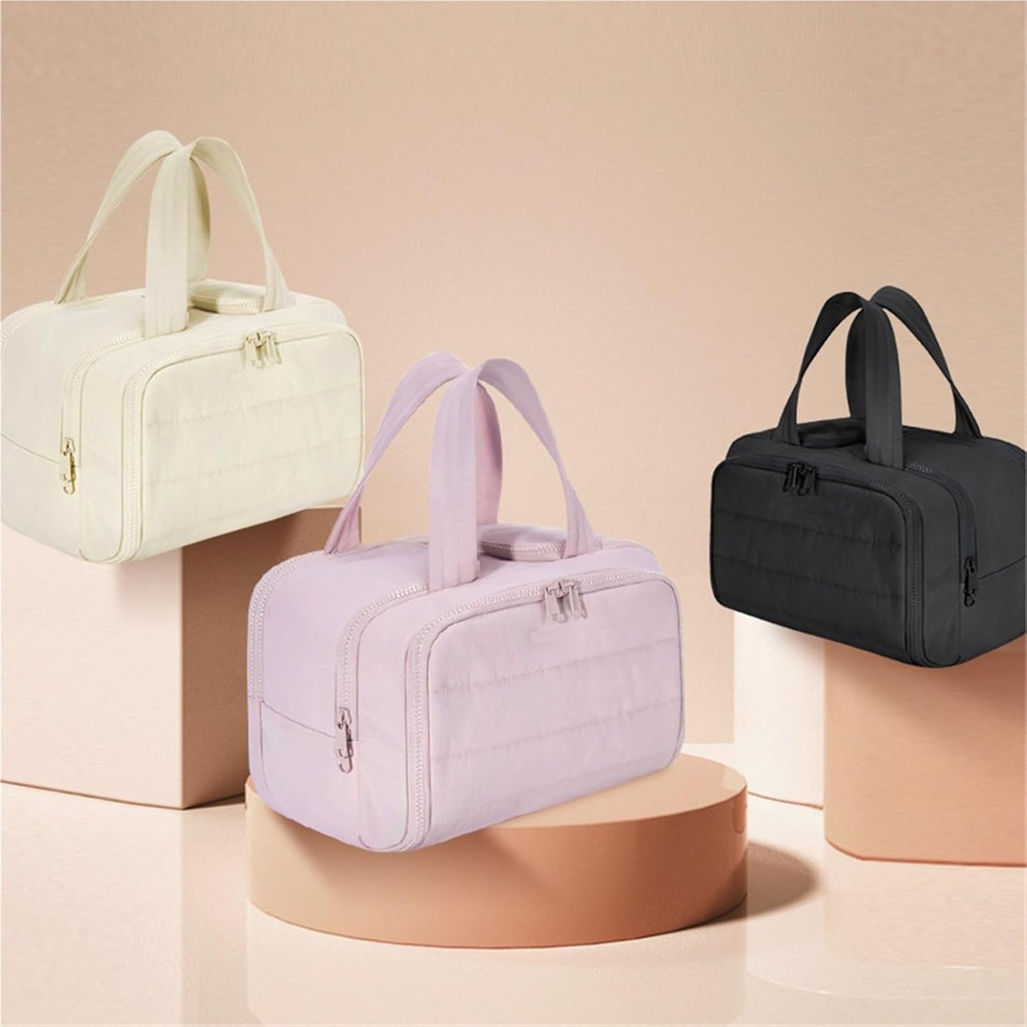 4-in-1 Puffy Toiletry Bag for Women – Large Travel Makeup & Skincare Organizer