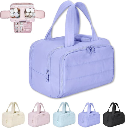 4-in-1 Puffy Toiletry Bag for Women – Large Travel Makeup & Skincare Organizer