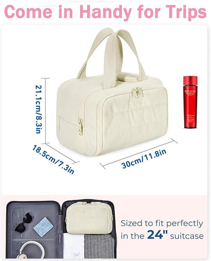 4-in-1 Puffy Toiletry Bag for Women – Large Travel Makeup & Skincare Organizer