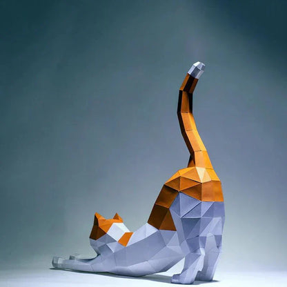 62cm Stretched Cat Papercraft Model – DIY 3D Kit for Creative Home Decor