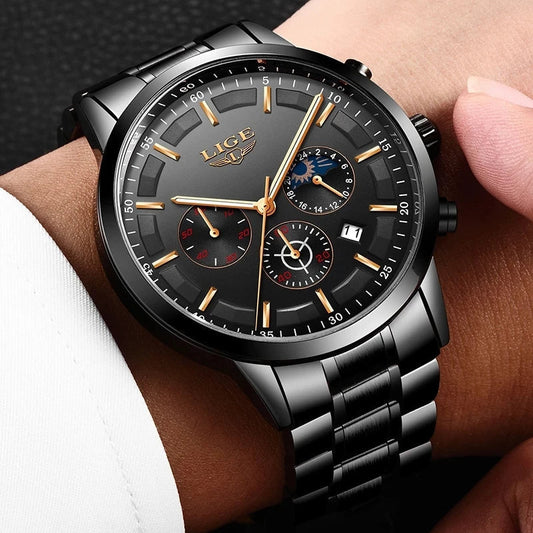 VanguardTime | Military Black Steel Watch – Sleek & Sophisticated