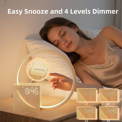 Smart Snooze – Sunrise Simulation Alarm Clock with Dimmable Touch Lamp & Soothing Sounds