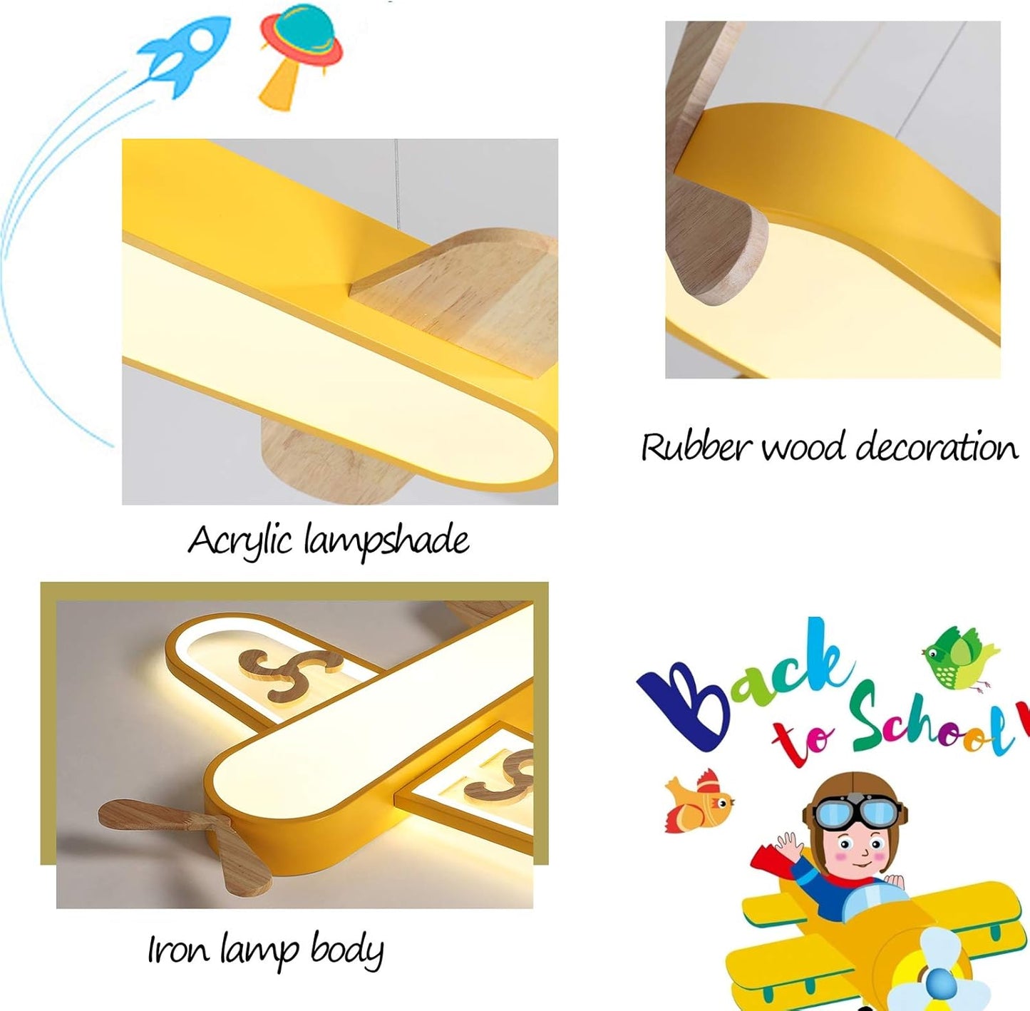 Airplane Pendant Light for Kids Room – Dimmable LED with Remote Control | Colour-Adjustable Ceiling Lamp