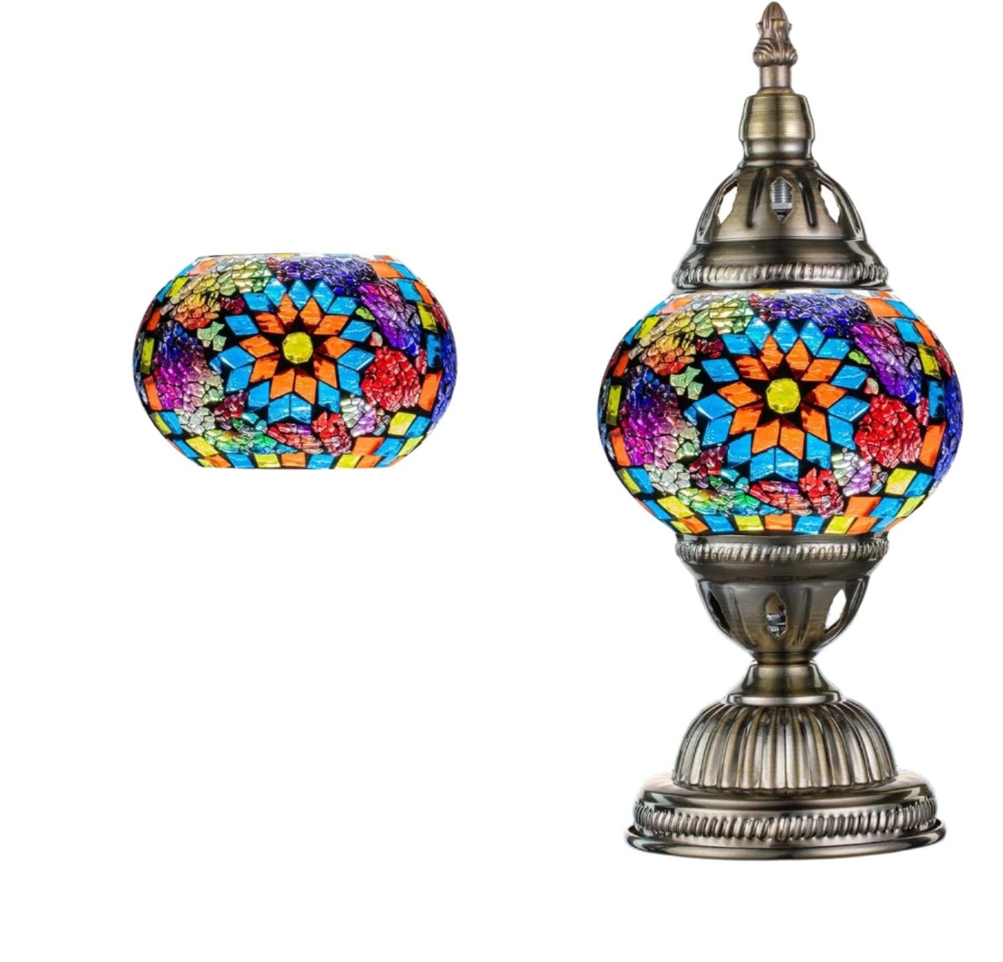 Marrakech Turkish Table Lamp – Handcrafted Mosaic Glass with Bronze Base