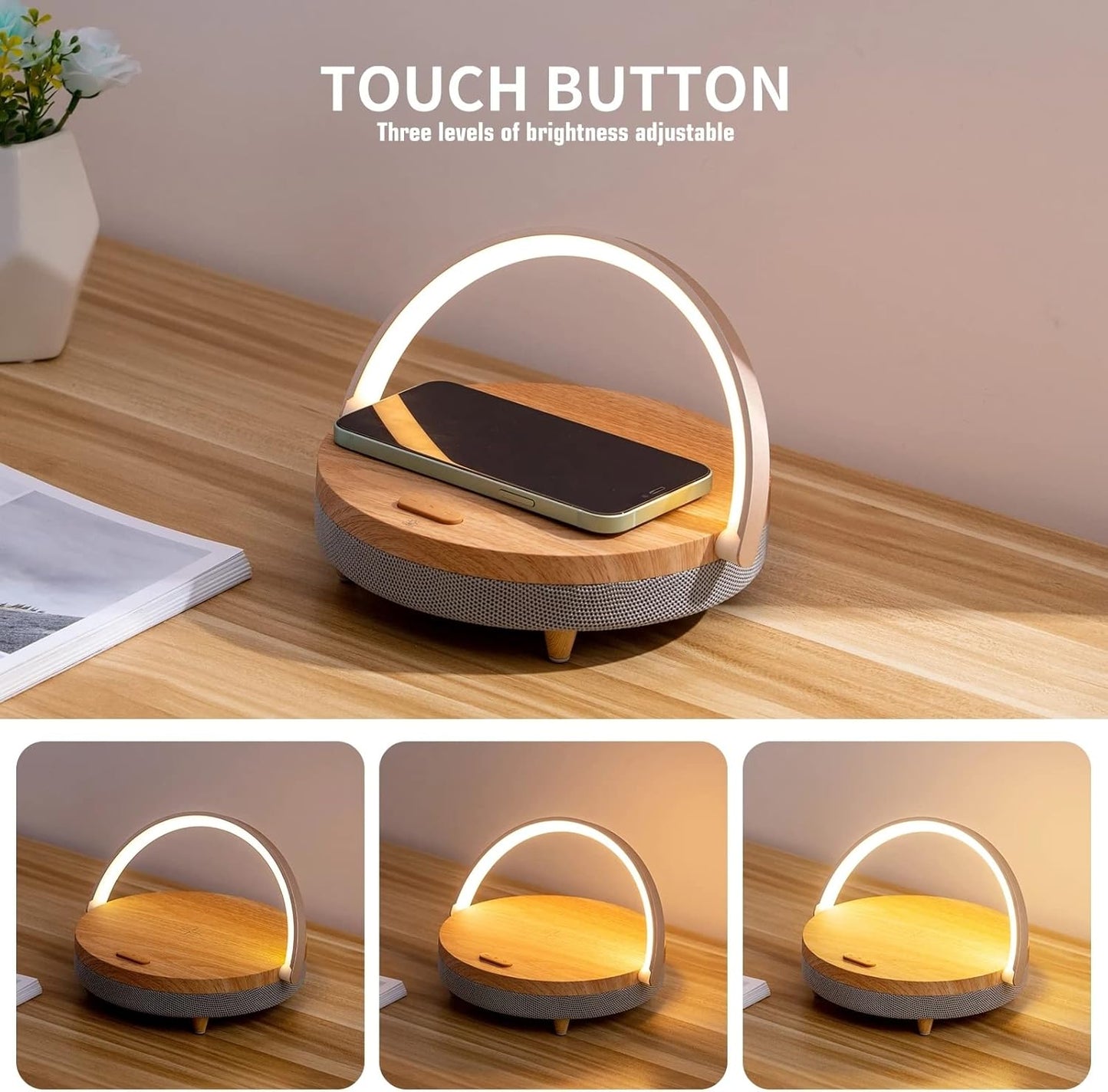 3-in-1 LED Lamp, Bluetooth Speaker & Wireless Charger | Smart Desk Light