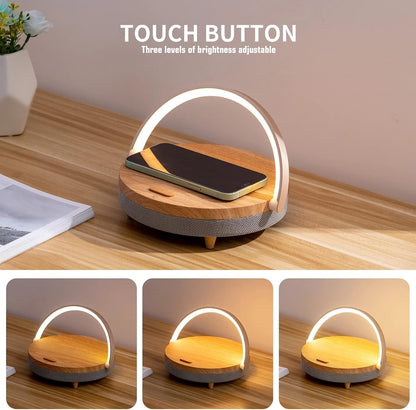 3-in-1 LED Lamp, Bluetooth Speaker & Wireless Charger | Smart Desk Light