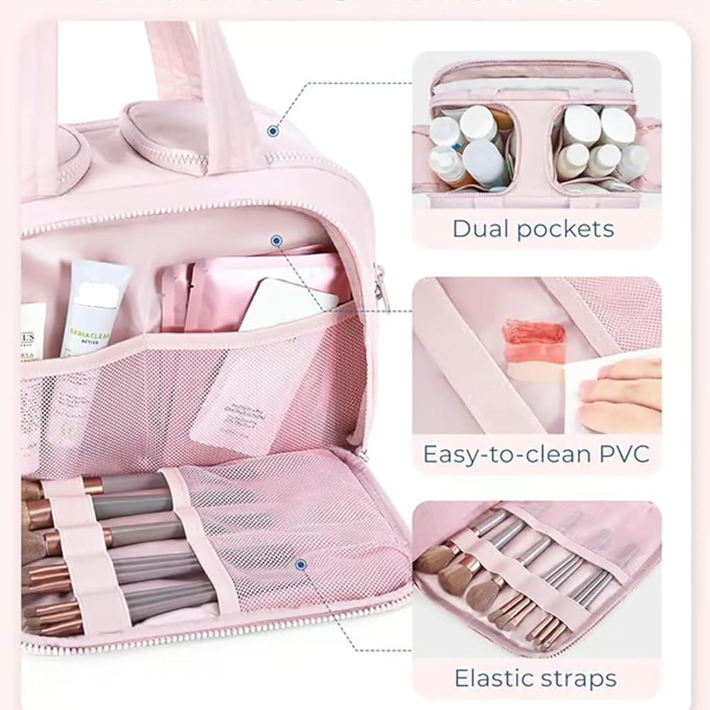 4-in-1 Puffy Toiletry Bag for Women – Large Travel Makeup & Skincare Organizer