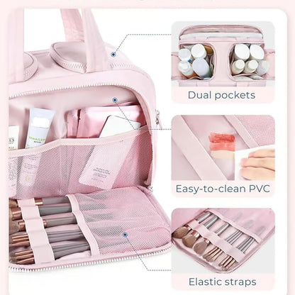 4-in-1 Puffy Toiletry Bag for Women – Large Travel Makeup & Skincare Organizer