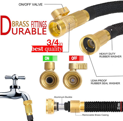 AquaFlex Expandable Garden Hose – Lightweight, Flexible, Leakproof Water Hose with Brass Connectors