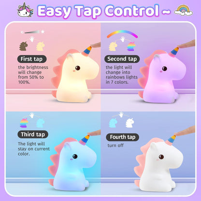 Unicorn Night Light – USB Rechargeable Colour-Changing Bedside Lamp for Kids