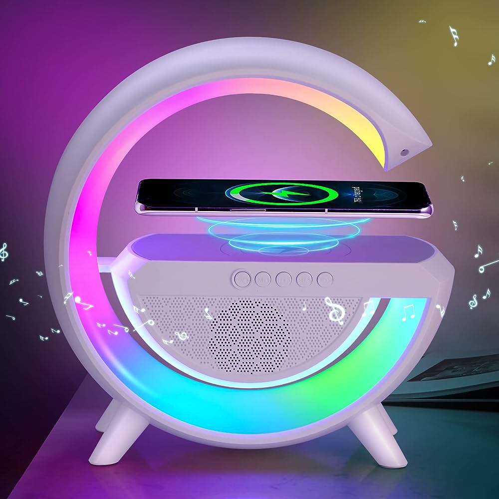 4-in-1 Smart Alarm Clock Mood Light Bluetooth Speaker Wireless Charger