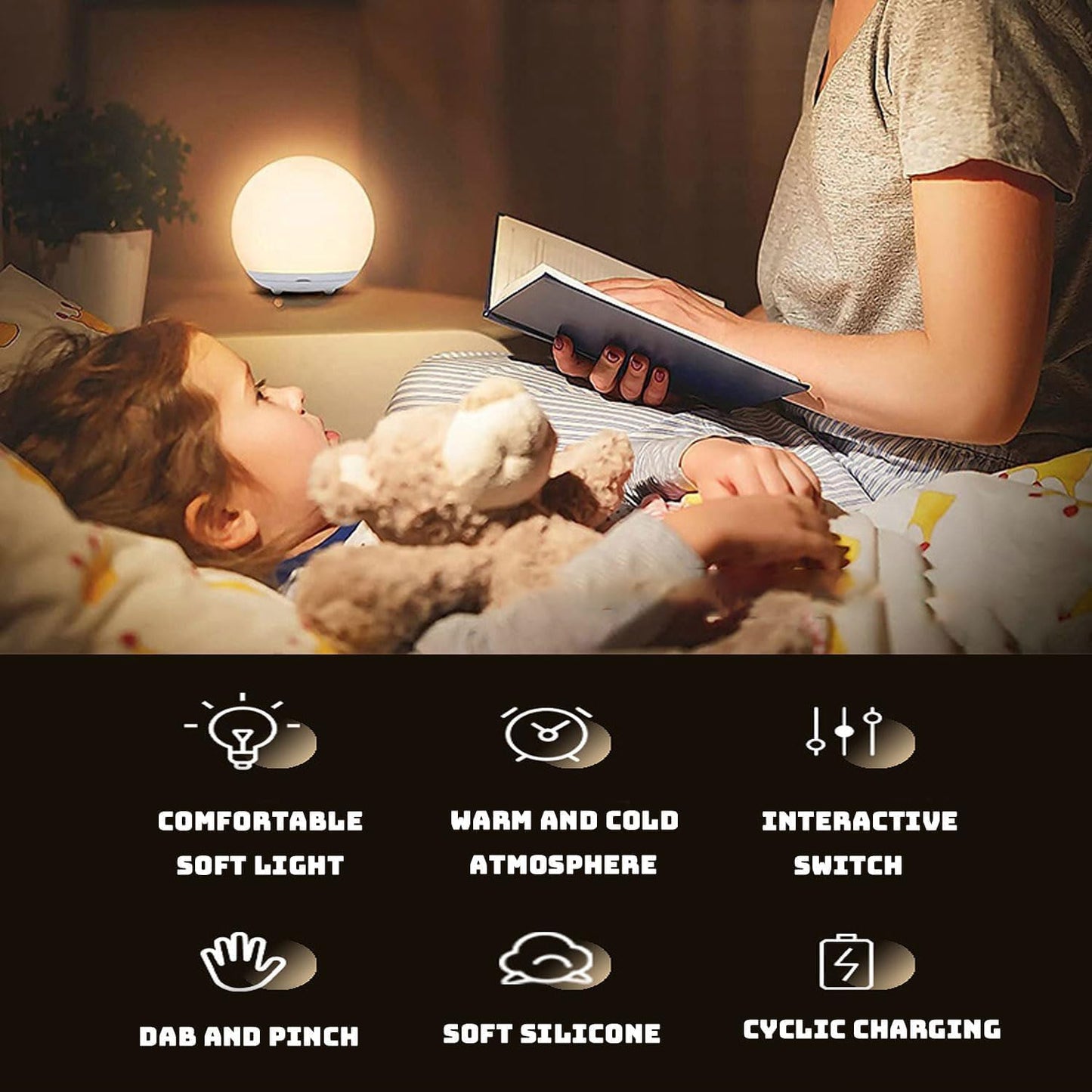 Breastfeeding Night Light | Soft BPA-Free Silicone Touch Lamp with Eye-Friendly Stepless Dimmer