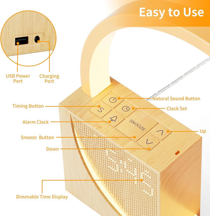 Smart Snooze – Sunrise Simulation Alarm Clock with Dimmable Touch Lamp & Soothing Sounds