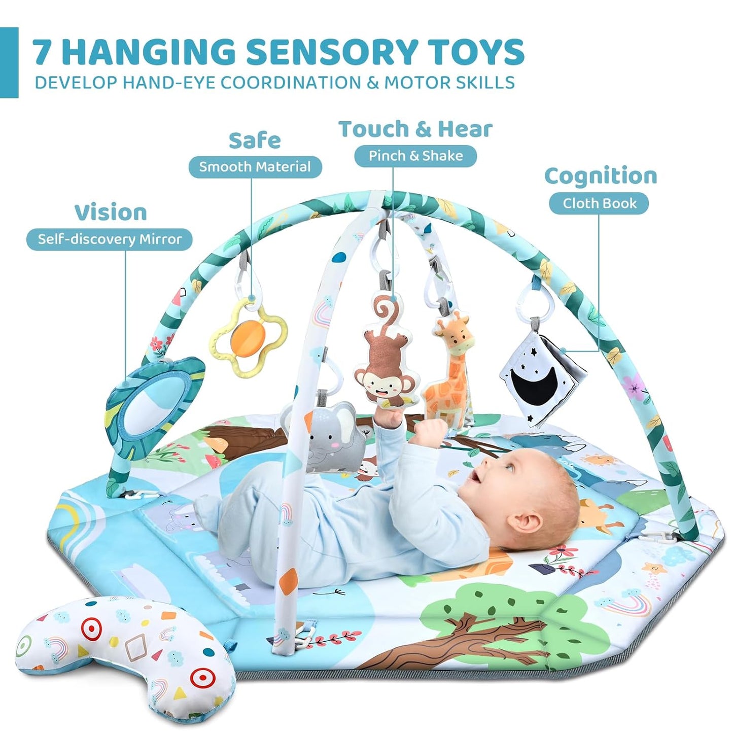 SensoryHaven 8-in-1 Baby Play Mat with Toys