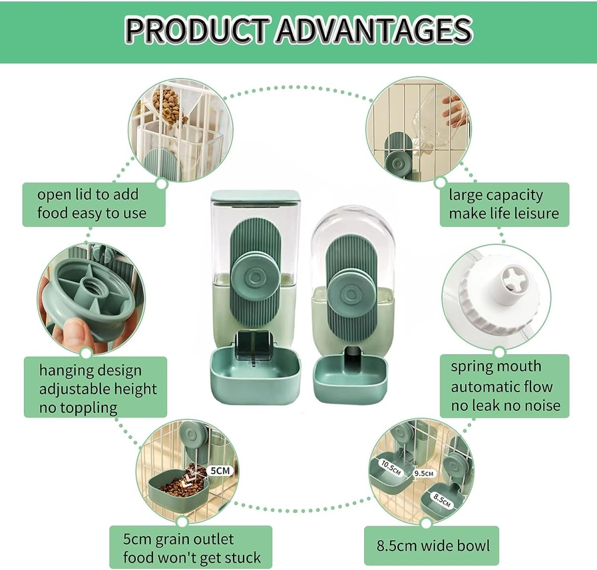 BunnyMate Automatic Rabbit Food & Water Dispenser Set – Cage Mountable Feeder for Small Pets