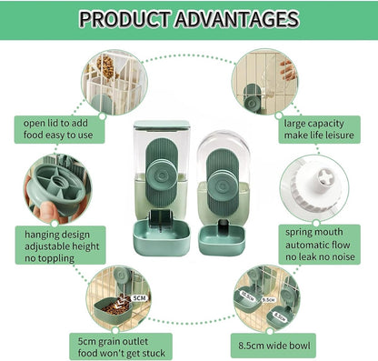 BunnyMate Automatic Rabbit Food & Water Dispenser Set – Cage Mountable Feeder for Small Pets