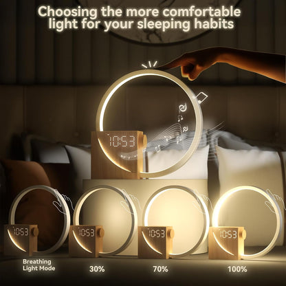 Smart Snooze – Sunrise Simulation Alarm Clock with Dimmable Touch Lamp & Soothing Sounds