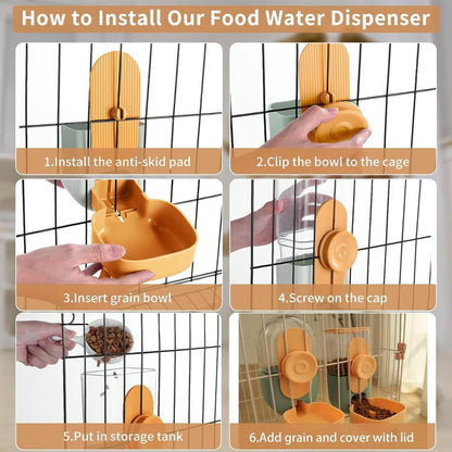 BunnyMate Automatic Rabbit Food & Water Dispenser Set – Cage Mountable Feeder for Small Pets