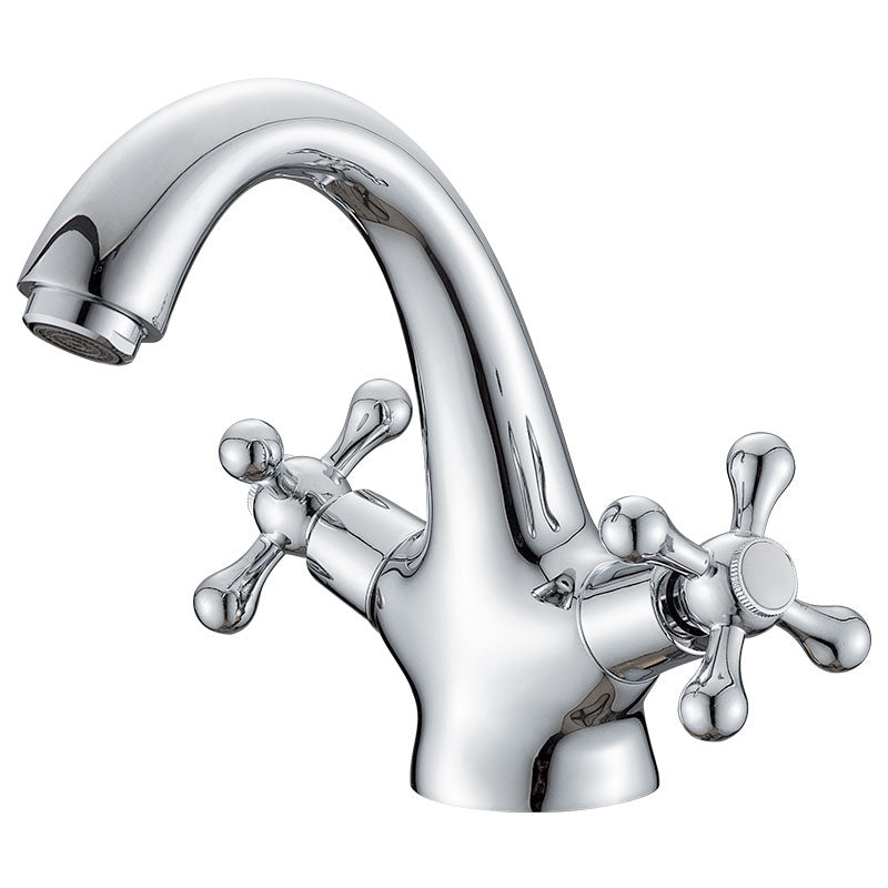 Industrial Wide-Spread Bathroom Faucet with Dual Cross Handles – Brass Construction