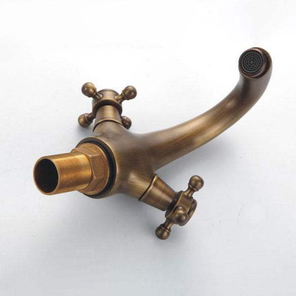 Industrial Wide-Spread Bathroom Faucet with Dual Cross Handles – Brass Construction