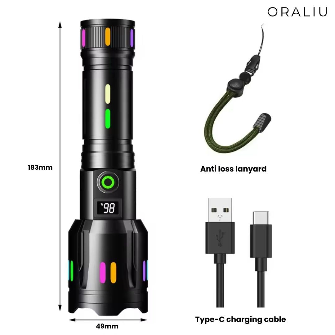 Military-Grade LED Flashlight – Rechargeable – 9000 Lumens
