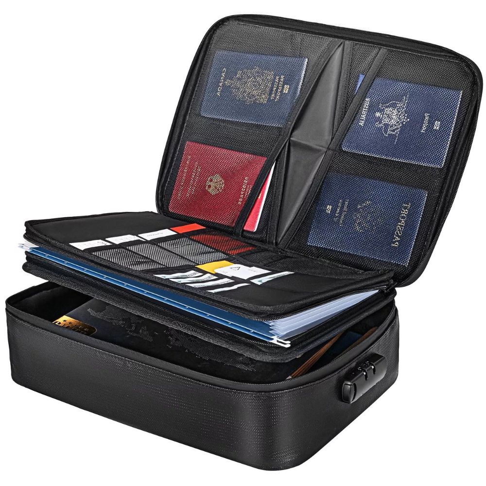 Waterproof Fireproof Document and Cash Safe Bag with Secure Lock