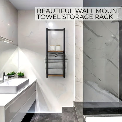 IronRack – Modern Wall-Mounted Towel Rack | Waterproof Metal Bathroom Shelf