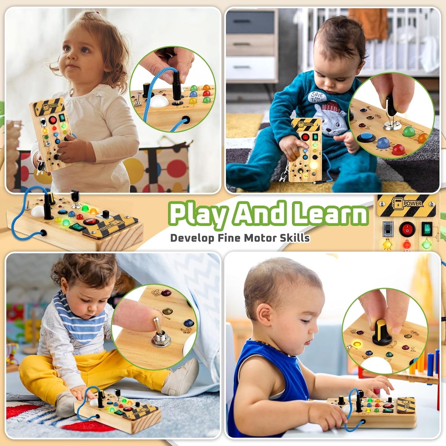 Montessori LED Busy Board – Sensory Activity Toy for Toddlers & Kids