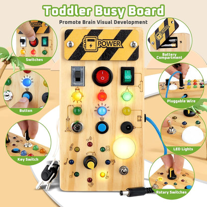 Montessori LED Busy Board – Sensory Activity Toy for Toddlers & Kids