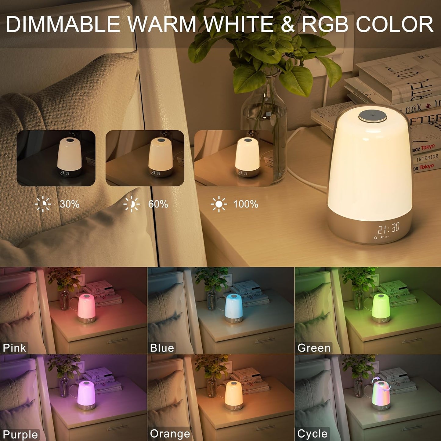 Aurora Wake-Up Light with Natural Sounds – Gentle Sunrise Alarm Clock for a Refreshing Start