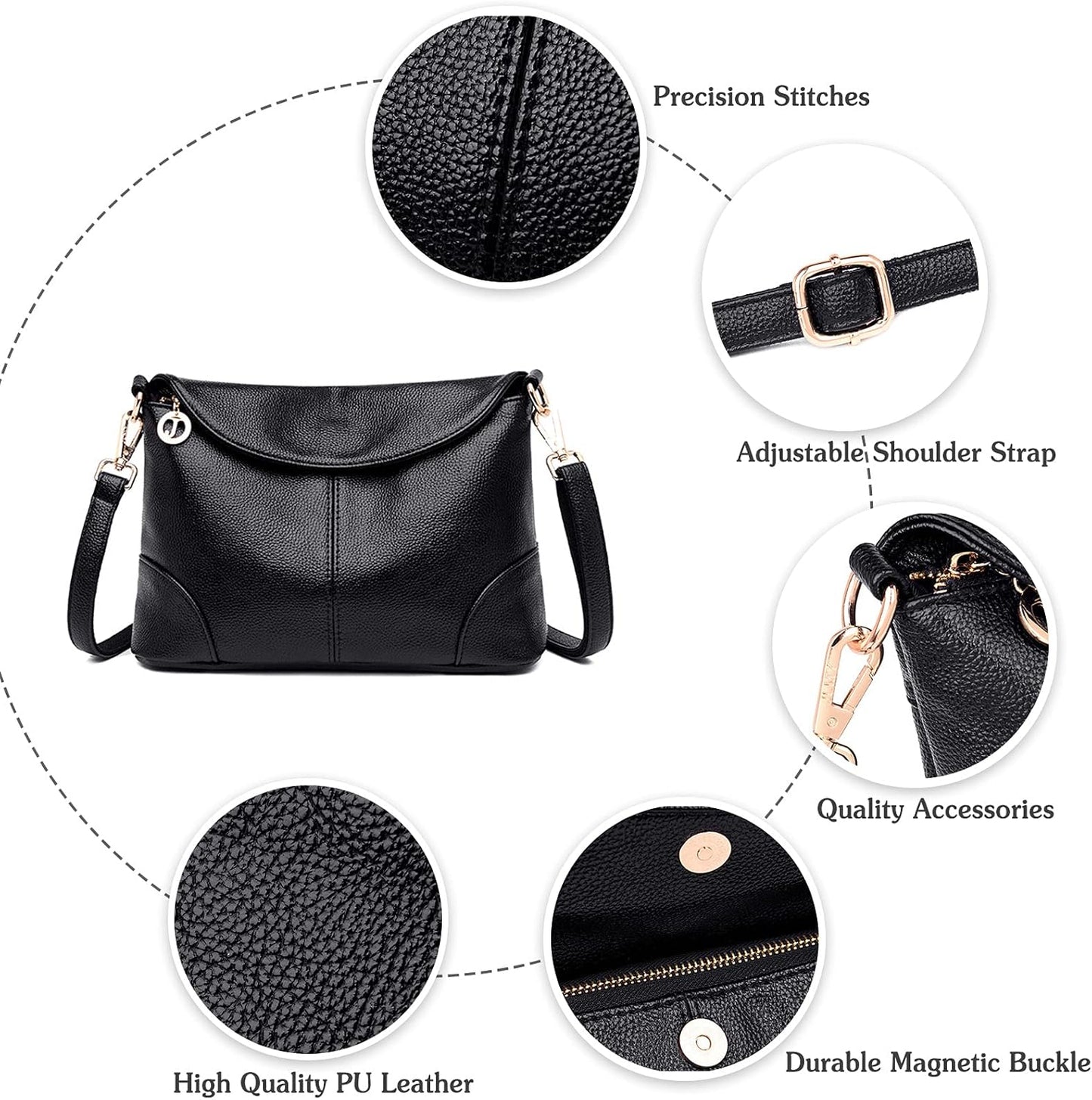 ChicLock | Stylish Anti-Theft Crossbody Bag – Elegant Vegan Leather Shoulder Purse with Hidden Pocket