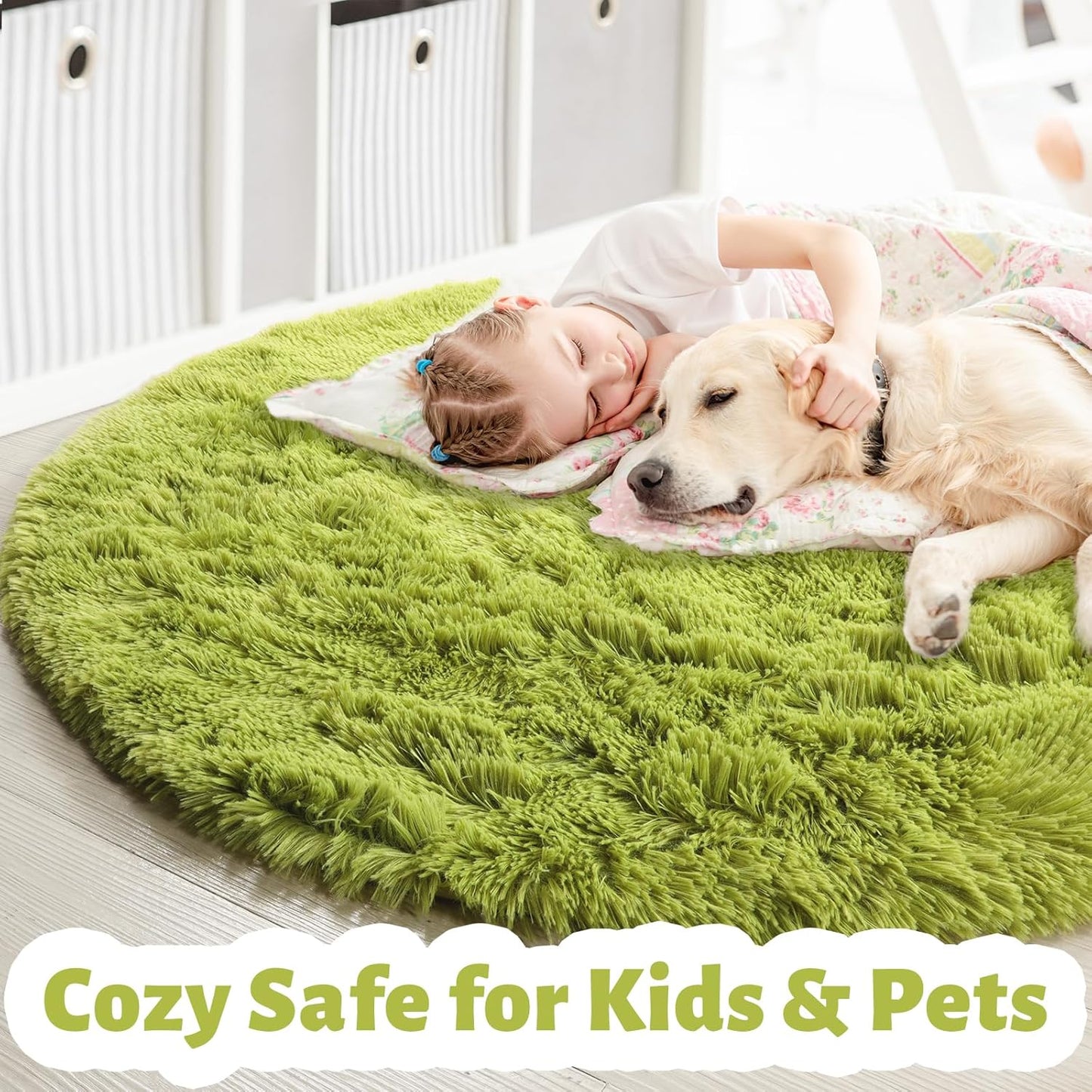 FluffyMat – Ultra Soft Plush Round Rug for Bedroom & Living Room Comfort