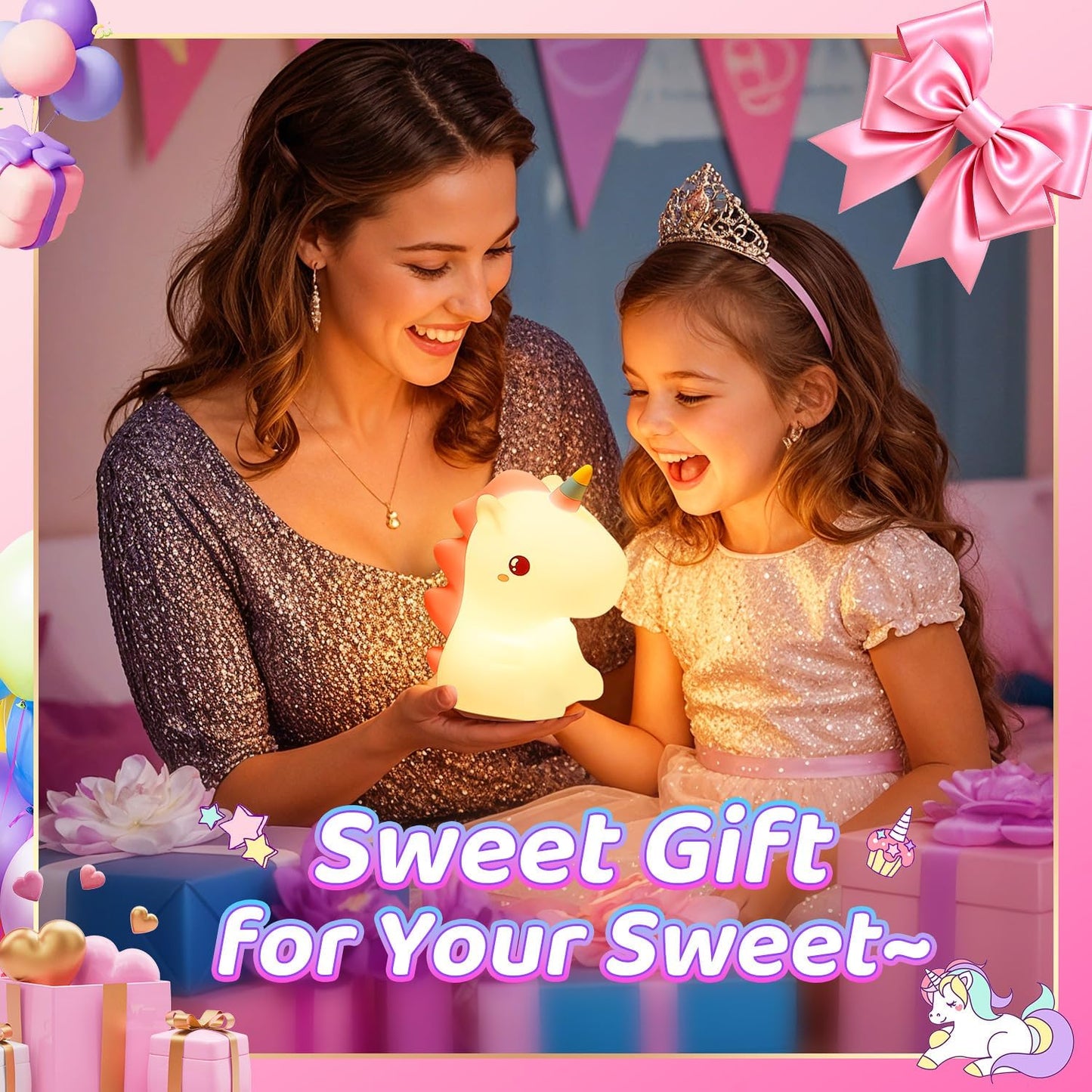 Unicorn Night Light – USB Rechargeable Colour-Changing Bedside Lamp for Kids