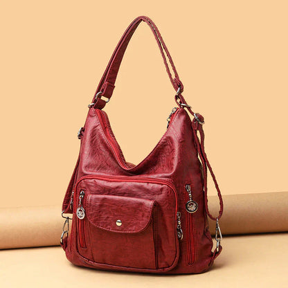 Soft Leather Shoulder Bag with Large Capacity