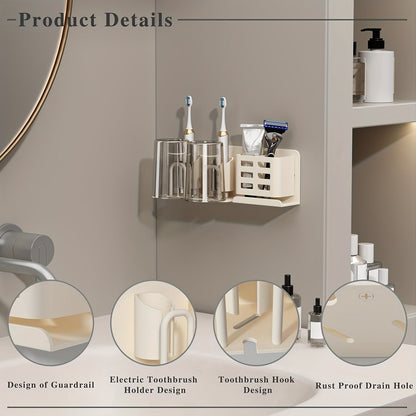 BristleHub Wall-Mounted Electric Toothbrush Holder – Aluminum Bathroom Organizer with Drainage Holes