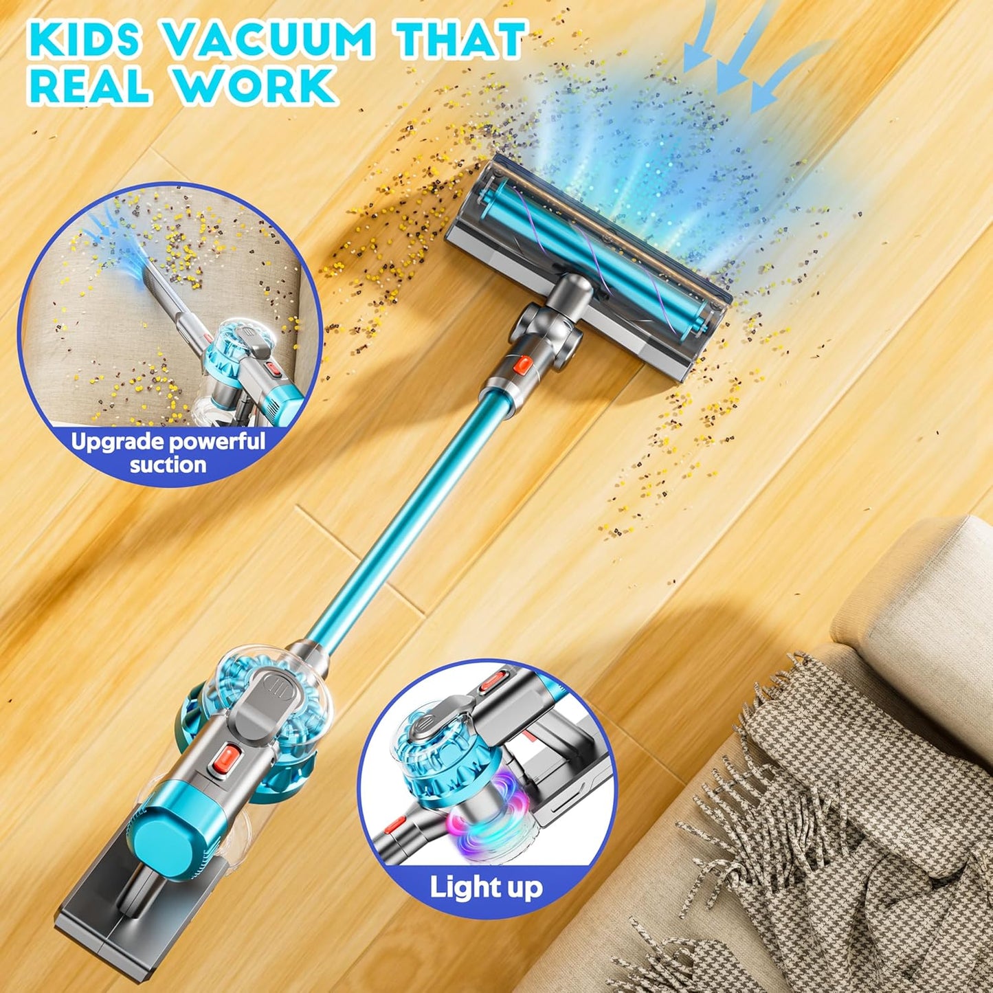 4-in-1 Kids Vacuum Cleaner | Real Working Toy Vacuum with Lights & Sounds