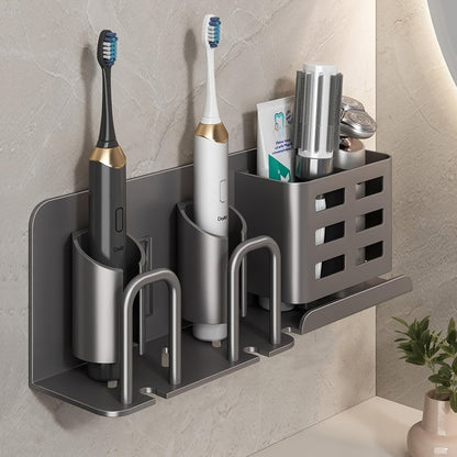BristleHub Wall-Mounted Electric Toothbrush Holder – Aluminum Bathroom Organizer with Drainage Holes